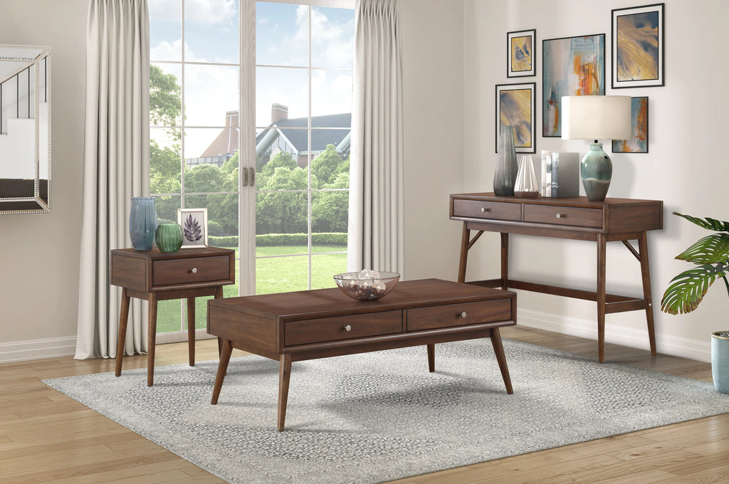 1 Pc Brown Wood Coffee Table with 2 Drawers G5375
