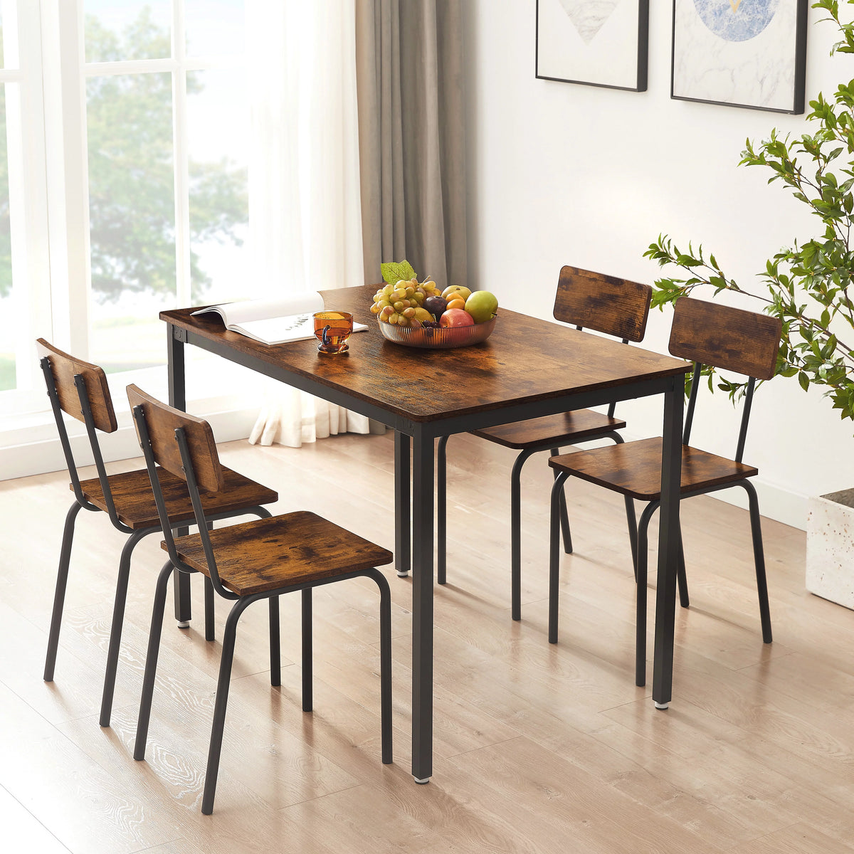 5 Piece Wooden Dining Table Set with 4 Chairs D614