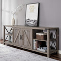 68 TV Stand Wood Metal TV Console with Storage Cabinets and Shelves X35932