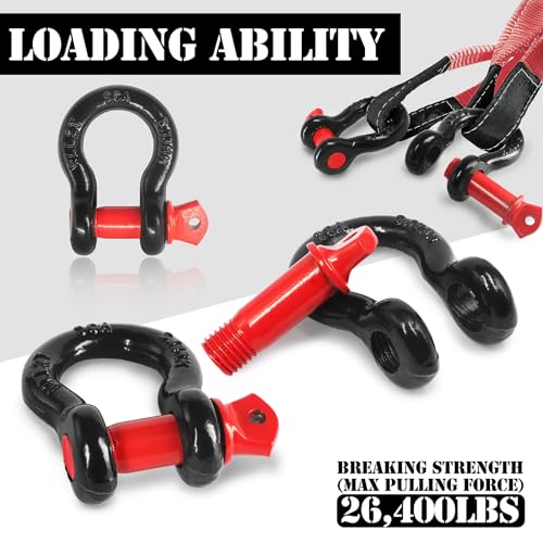 2 Pcs 1/2" D Ring Shackle 12 Ton with 5/8" Pin T445