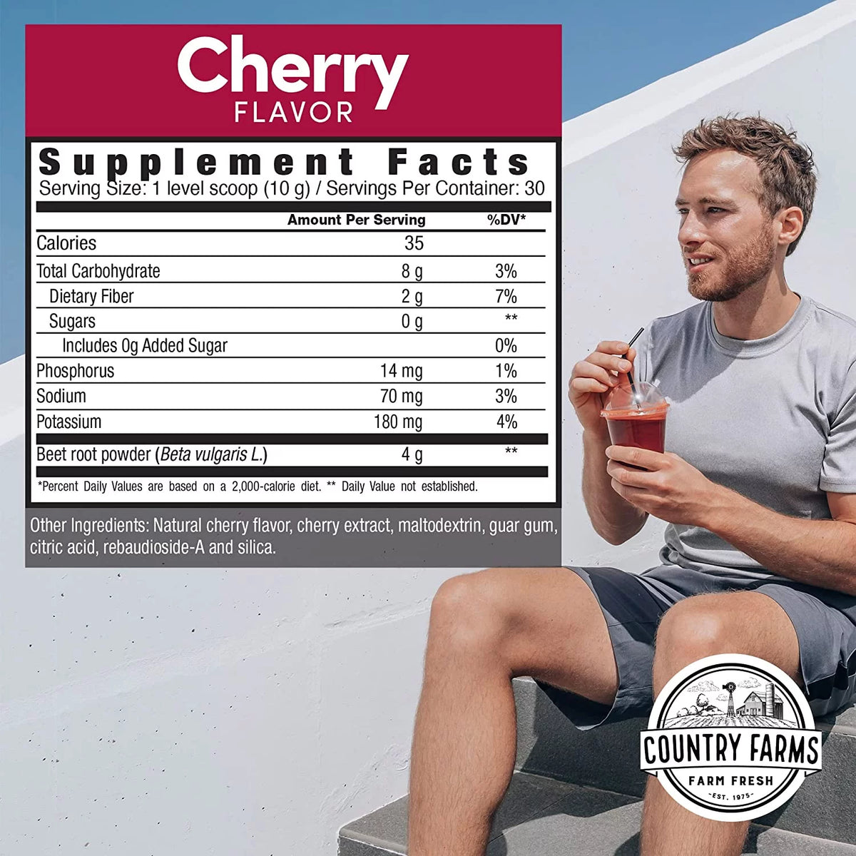Cherry Flavor Wholefood Beet Extract Superfood, 30 Servings V776268