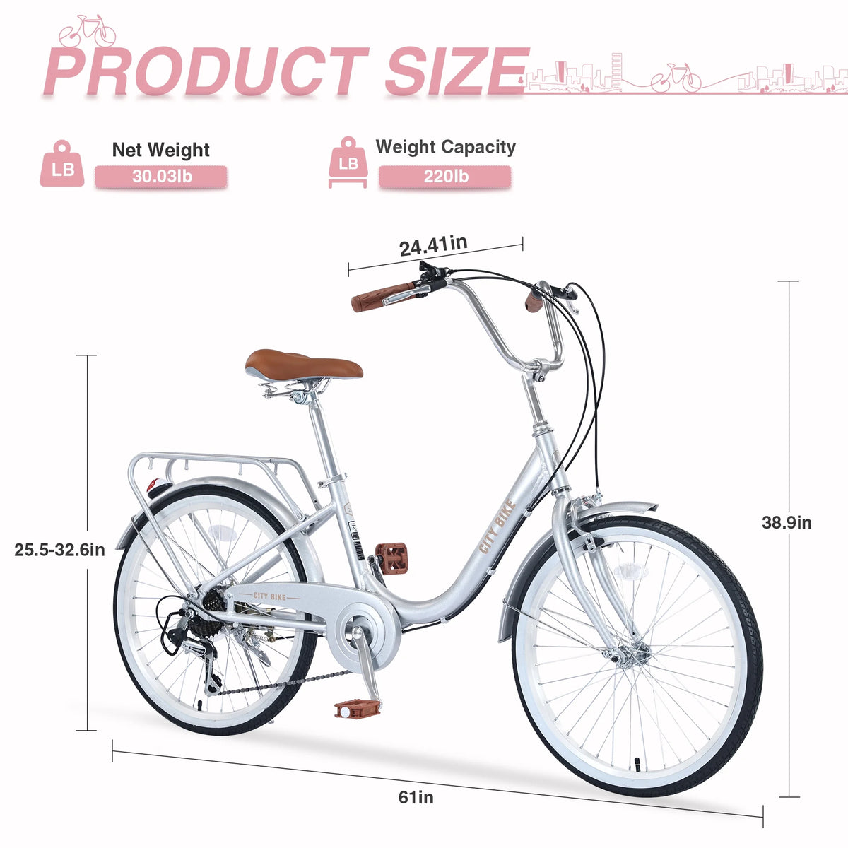 Pink 22 7 Speed Aluminium Alloy Frame Kids Bike X457519
