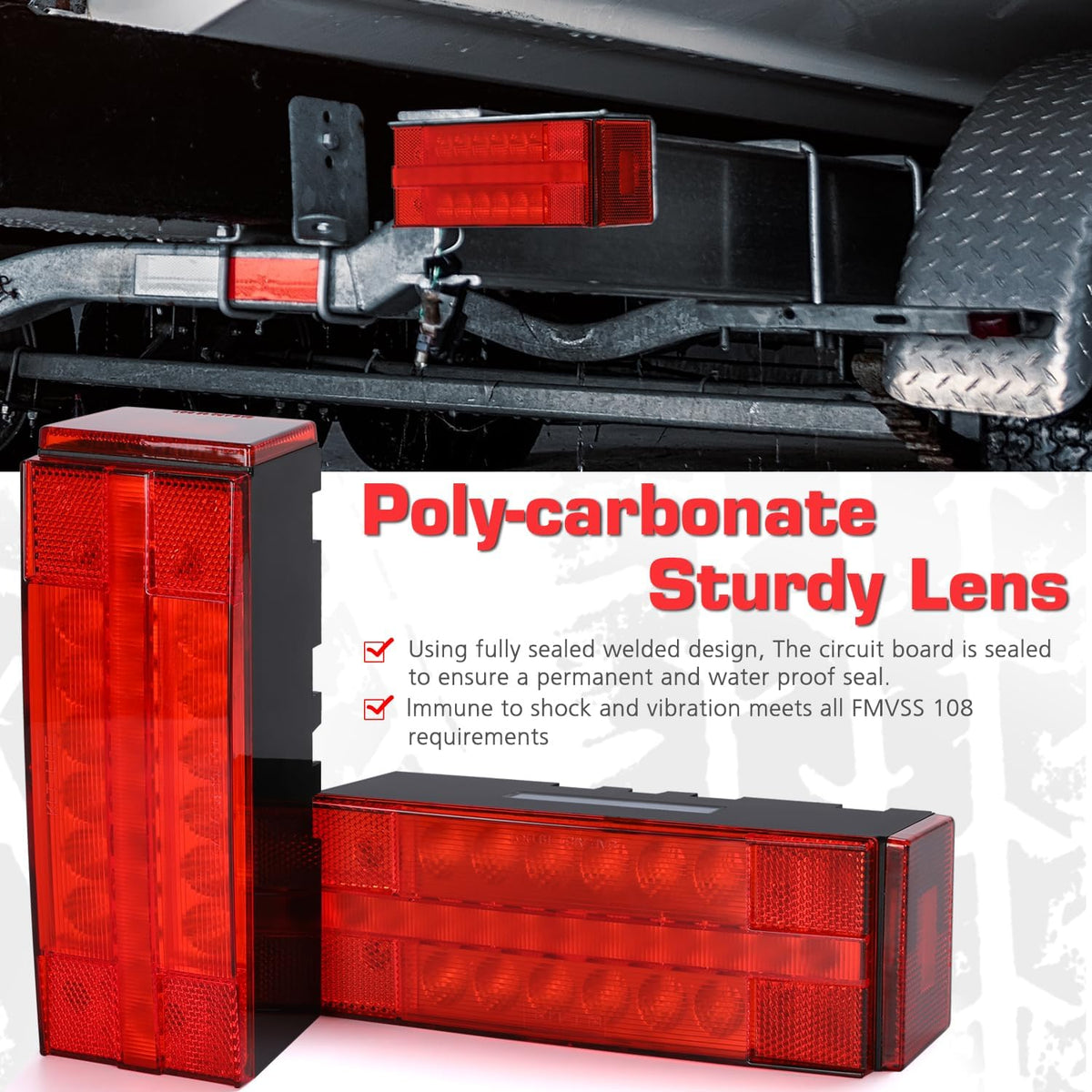 LED Submersible Rectangular Trailer Tail Light Kit U2291