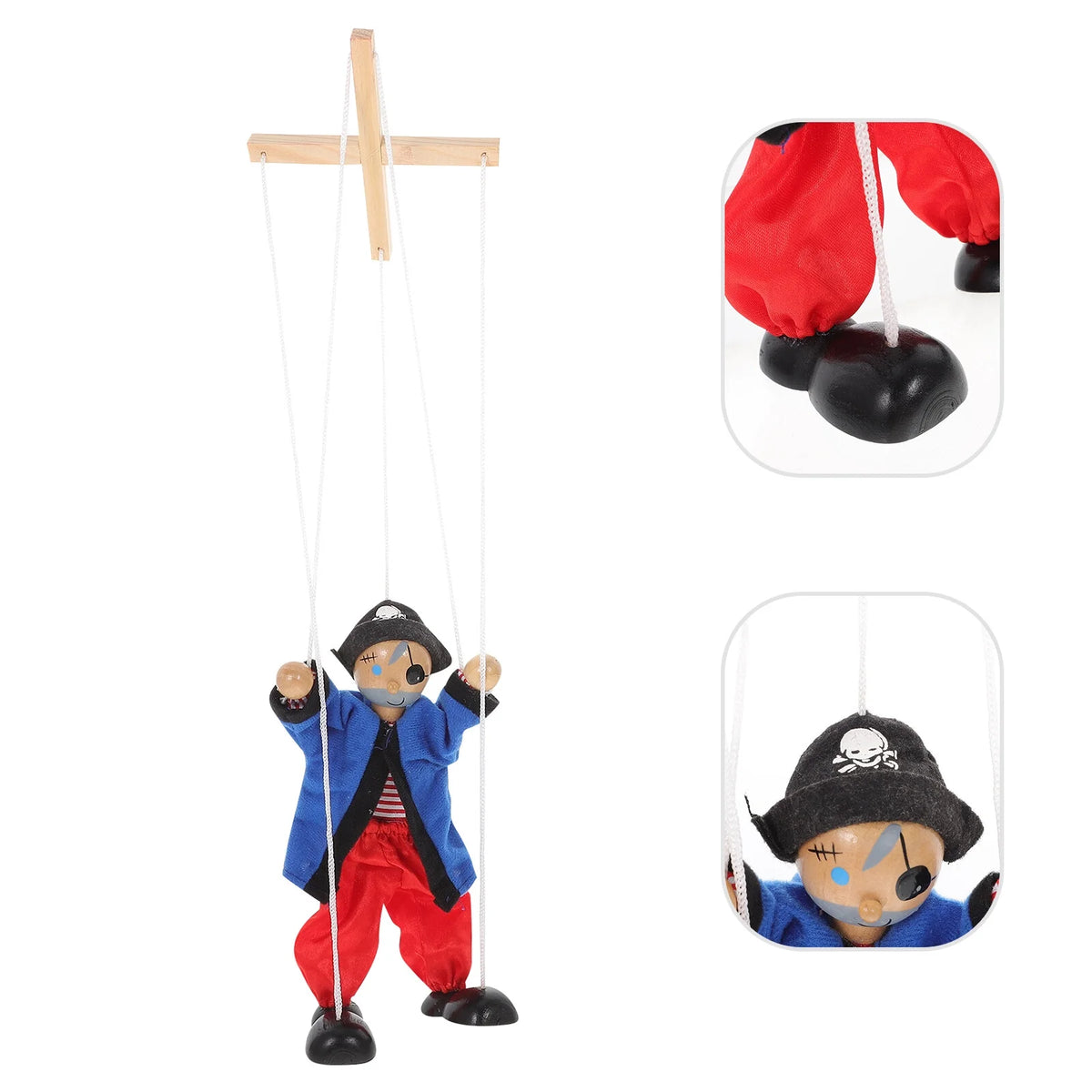 Wooden Pirate Marionette Interactive Toy Puppet D9274
