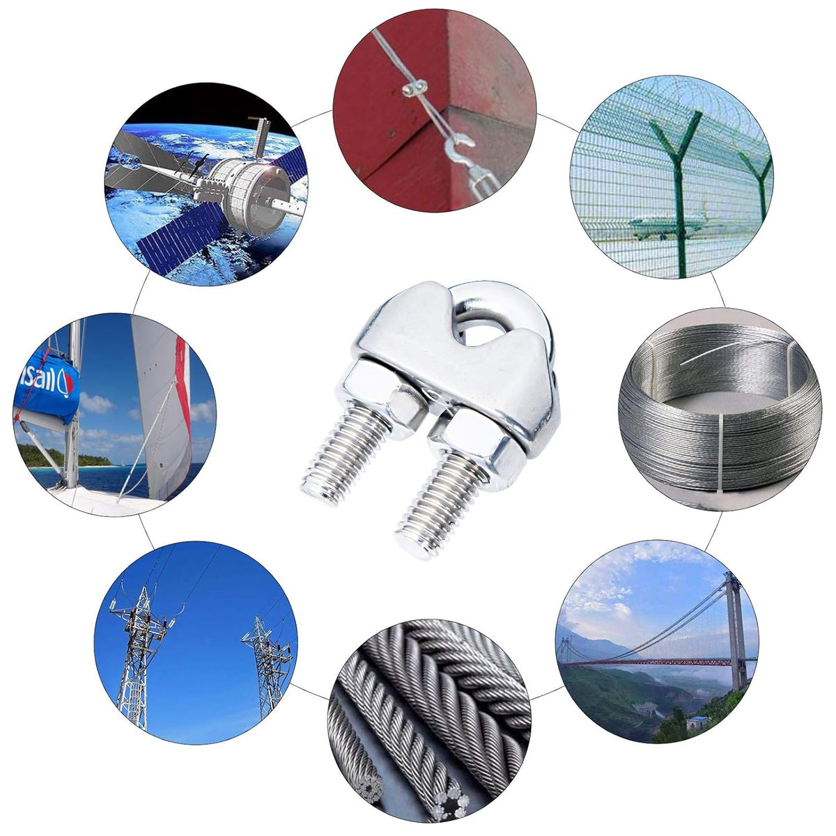 3/16 Inches 304 Stainless Steel Wire Rope Clip 24PCS I932173