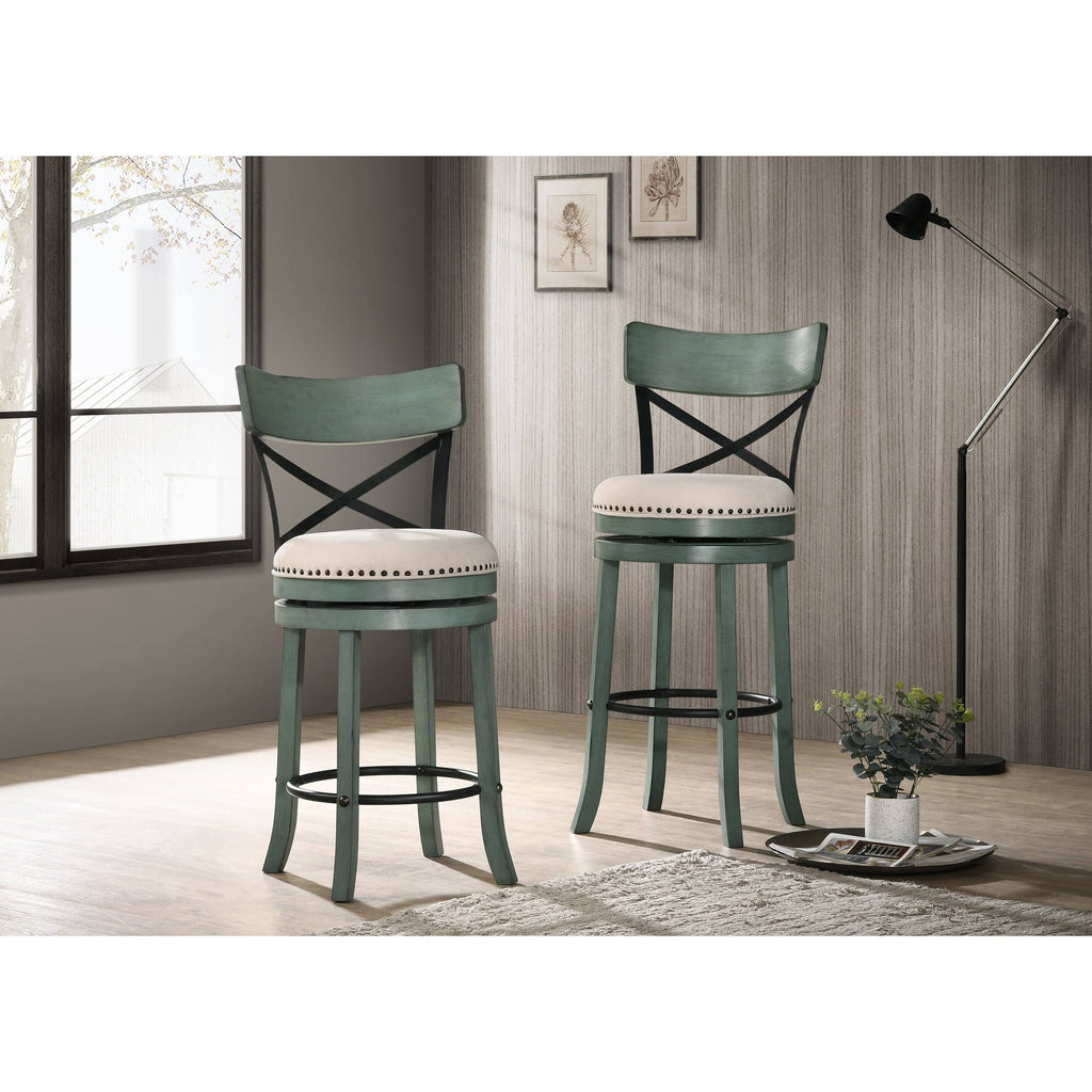 Light Grey Swivel Barstools Set of 2 P4808