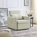 Beige Velvet Convertible Chair Bed B491