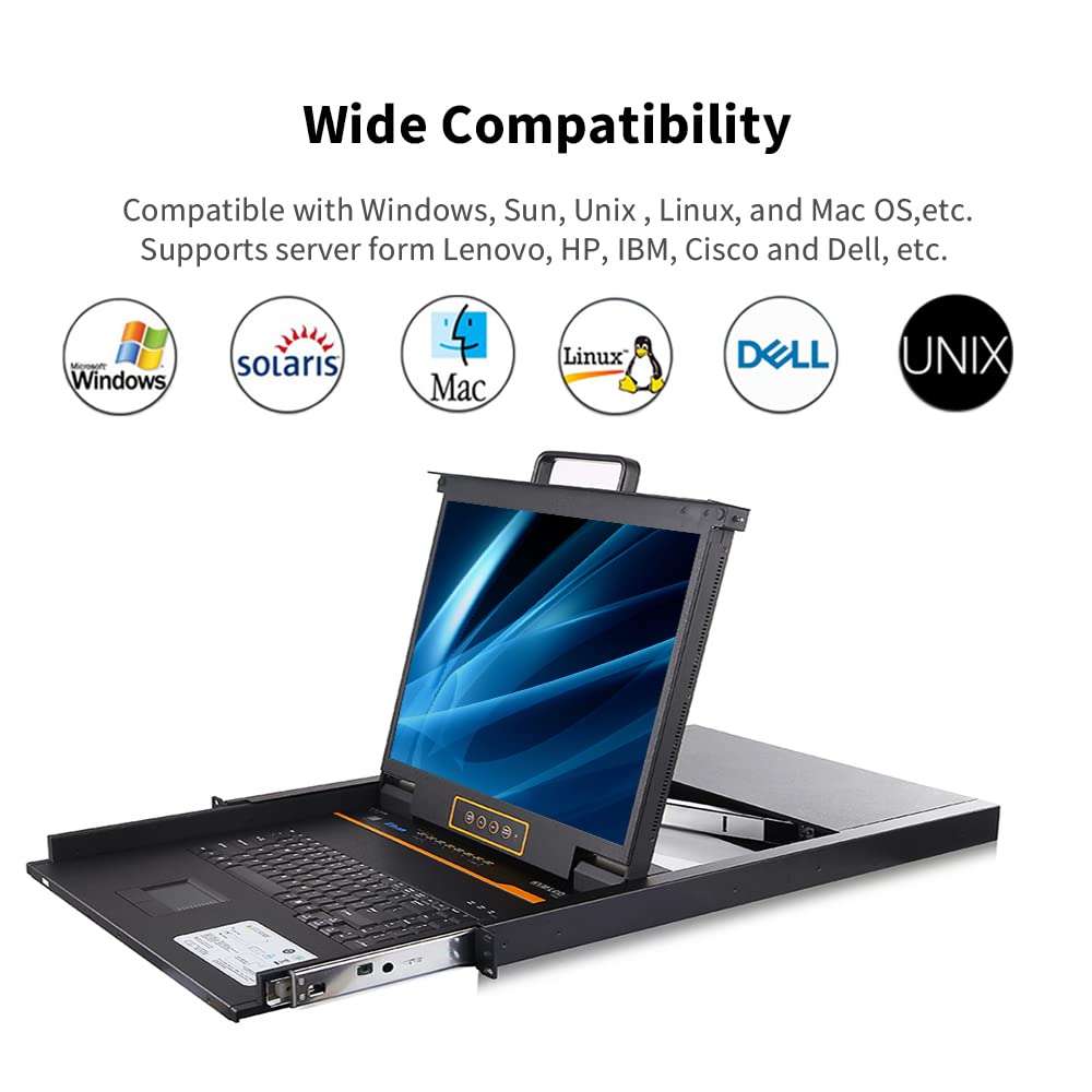 8 Port Rackmount KVM Console with 19 LCD Monitor, VGA, 1U, 1280×1024 M530428