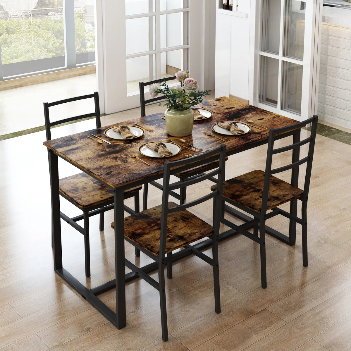 5 Piece Wooden Dining Table Set with 4 Chairs D614