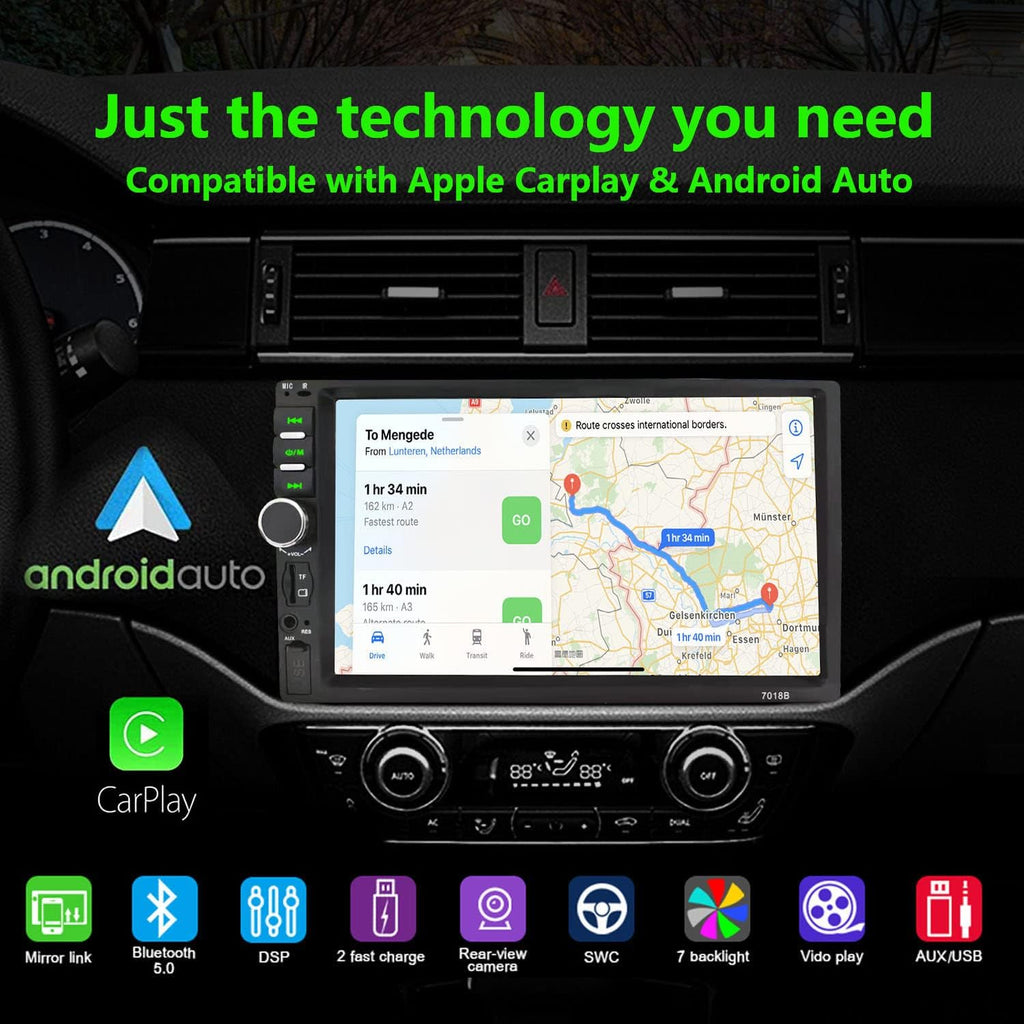 Double Din Car Stereo with Bluetooth and Backup Camera Q658