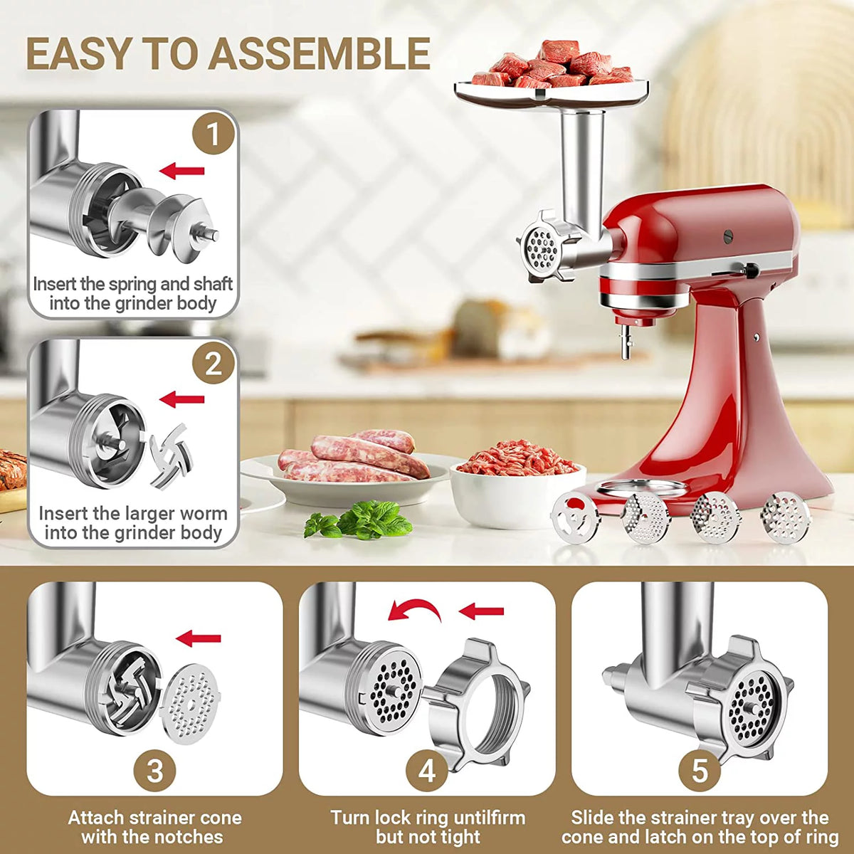 Meat Grinder & Slicer Shredder Attachments for Stand Mixers R91508