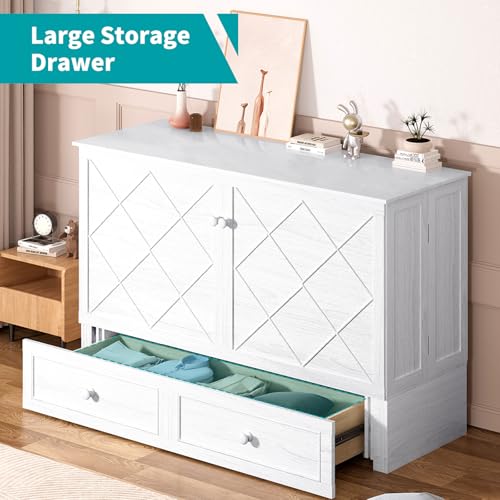 Queen Cabinet Cube Chest Bed with Tri-fold Mattress U31259