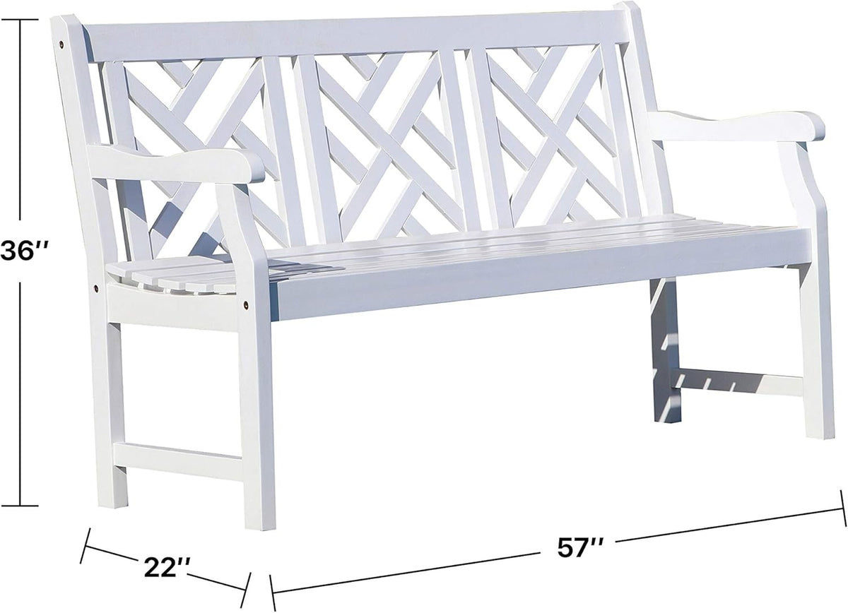 White Acacia Wooden Bench C31258
