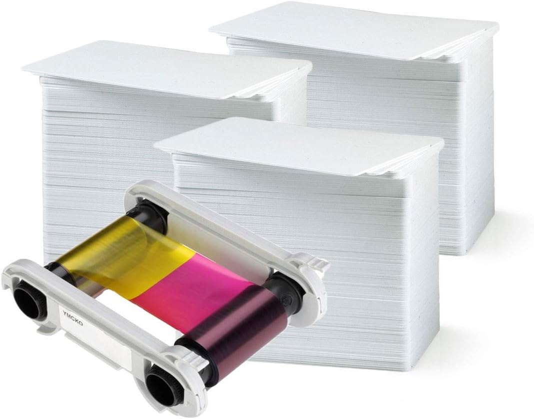 Magicard MA300YMCKO Color Ribbon - YMCKO - 300 Prints with Bodno Premium CR80 30 Mil Graphic Quality PVC Cards - Qty 300 I177