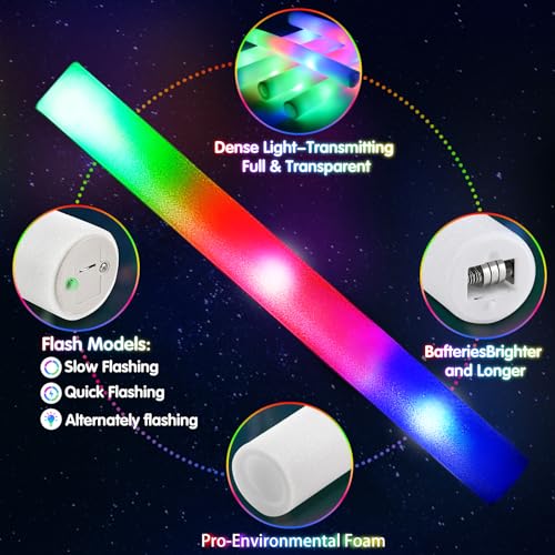 48 Pcs Foam Glow Sticks with 3 Modes G707712