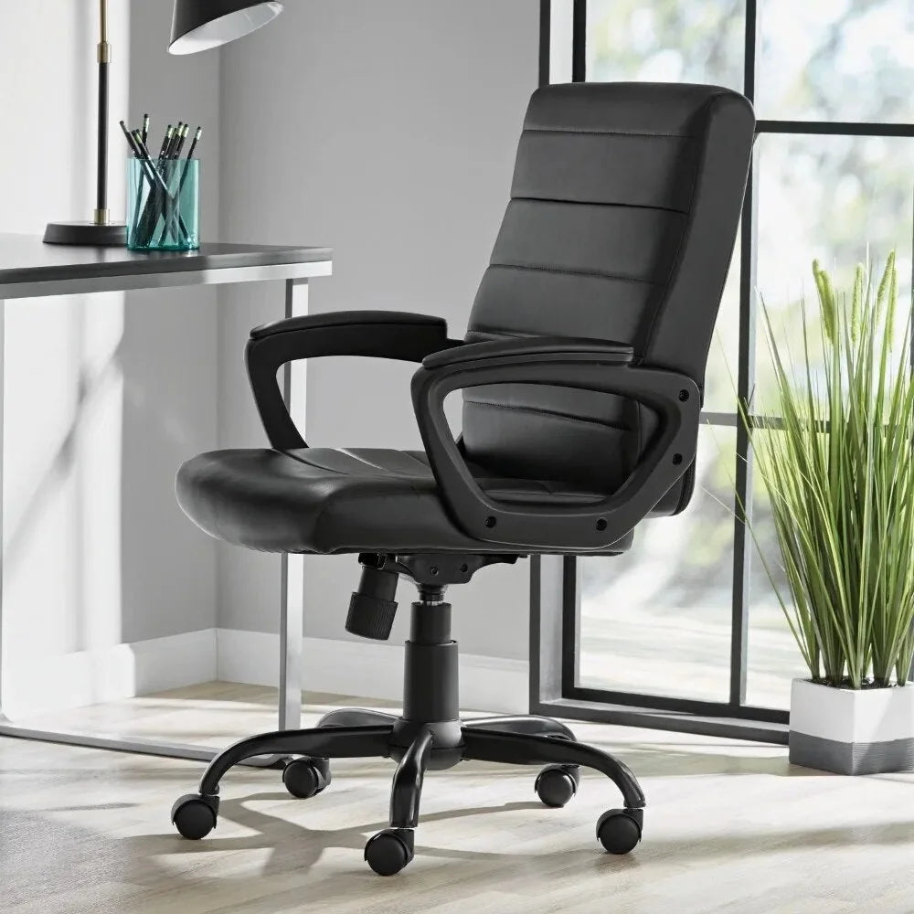 Brown Bonded Leather Office Chair with Arms D53702