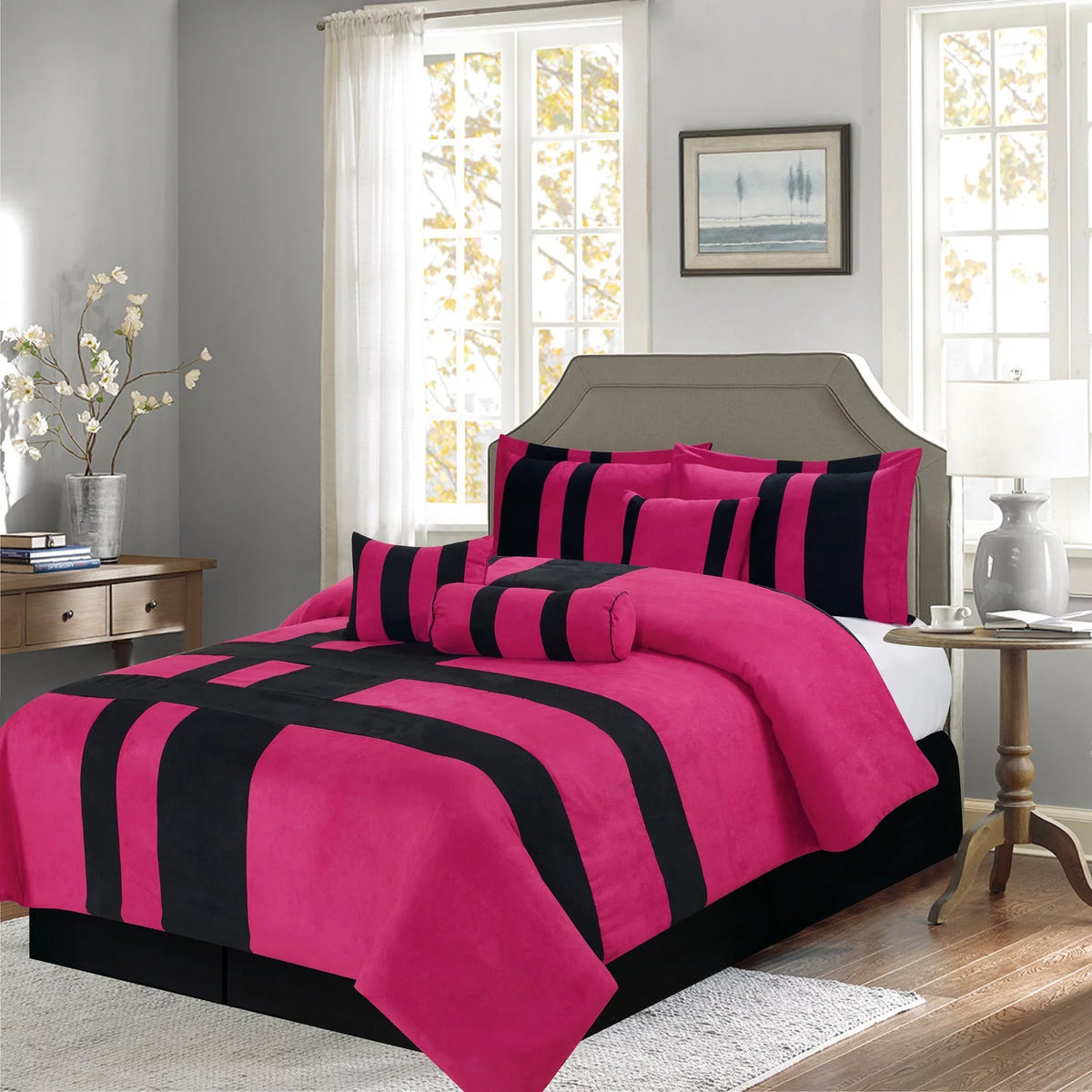 7 Piece Suede Winter Bedding Comforter Set A509