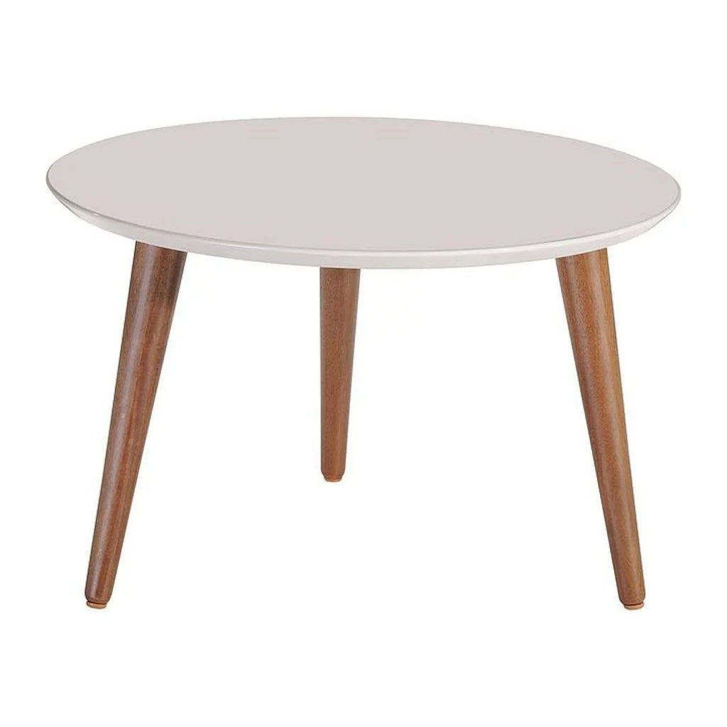 Solid Wood 24" Round Coffee Table in Off White G1826