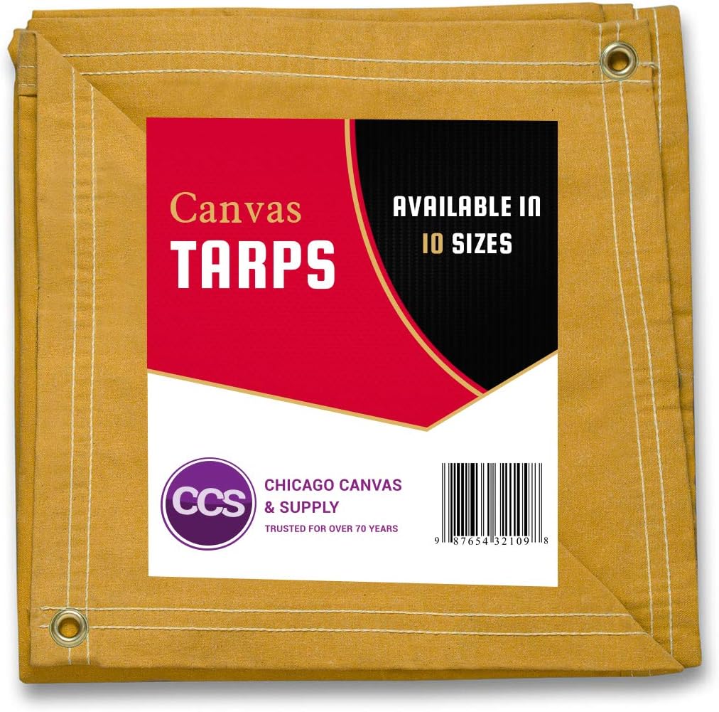 Gold 12 by 20 Feet Waterproof Canvas Tarp with Rustproof Grommets V7091