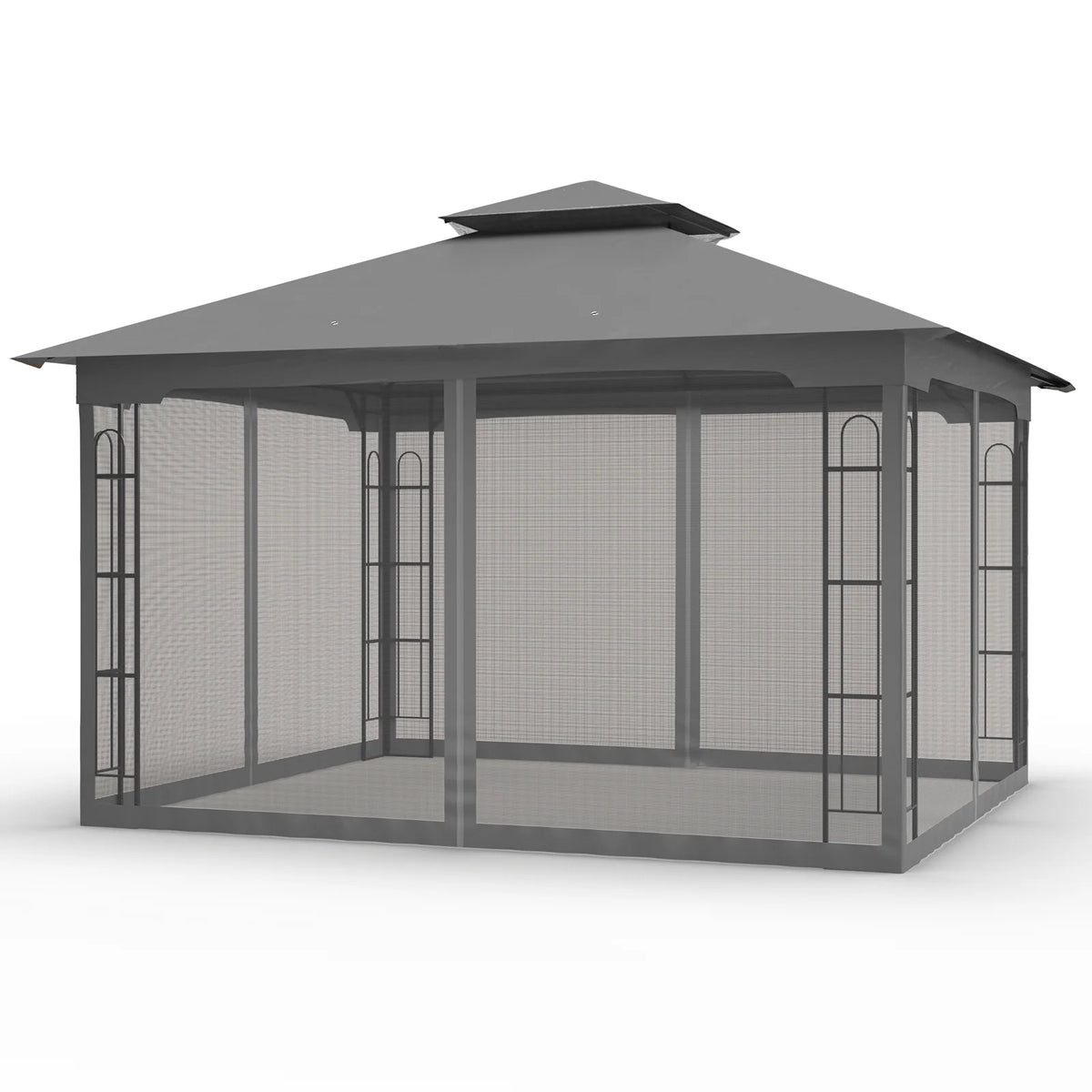 13x11 Patio Gazebo with Mosquito Netting, Two-Tier Canopy Tent B876948