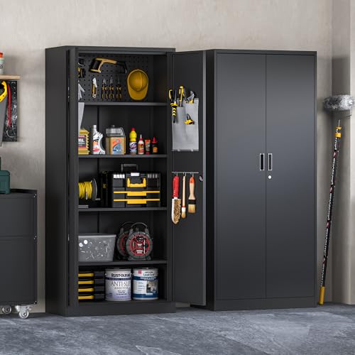 Lockable Metal Garage Storage Cabinet with Wheels F445