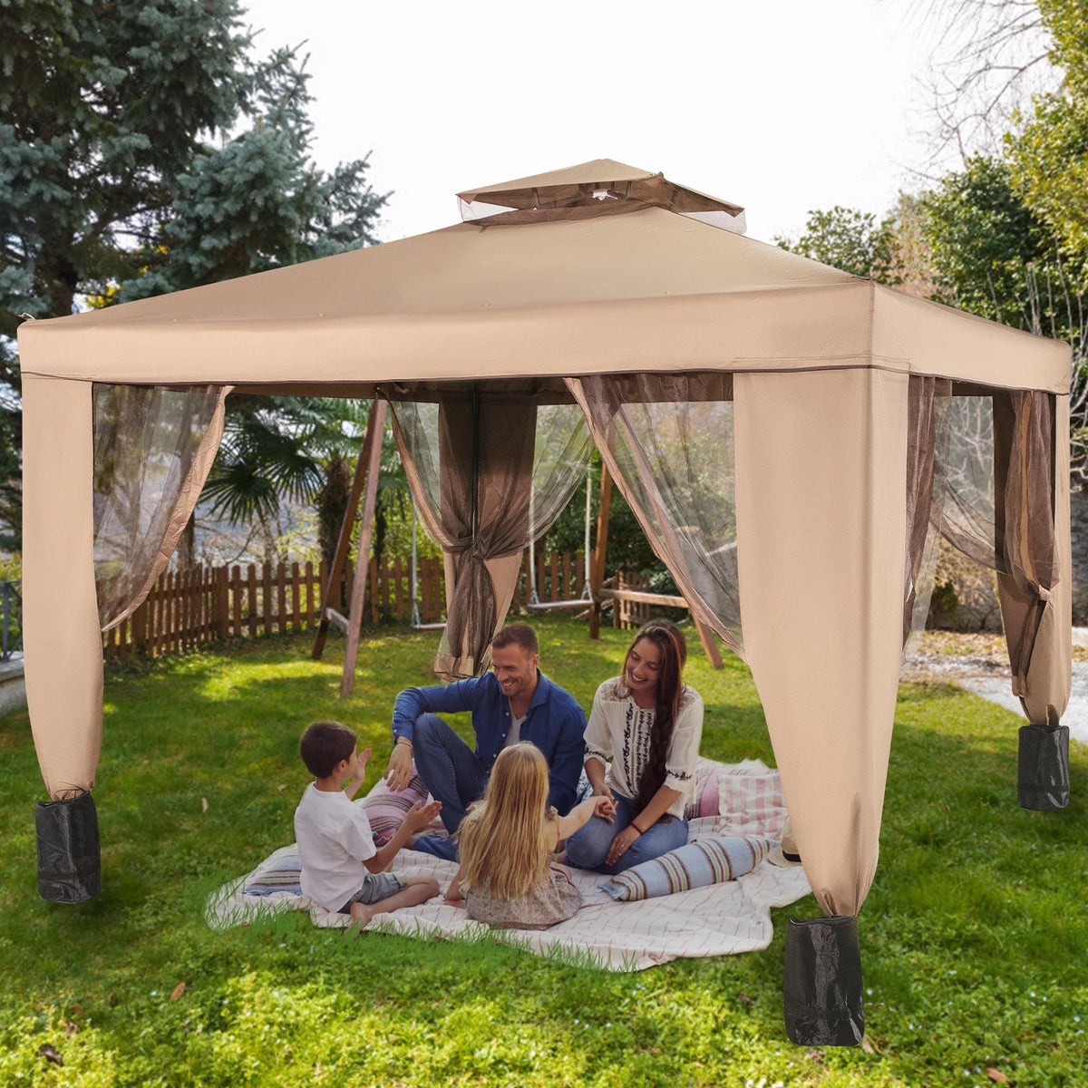 10x10ft Outdoor Canopy Gazebo with Netting I288