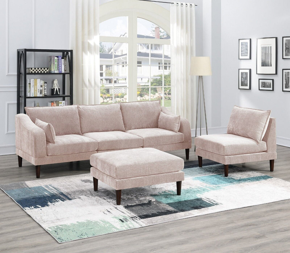 5pc Modular Sofa Set with Armless Chair Corner Wedge Ottoman J4902