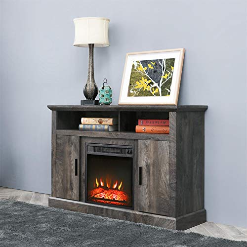 Electric Fireplace TV Stand Entertainment Center Corner Fire Place Heaters Tv Console for TVs up to 42" Wide, Rustic S9446