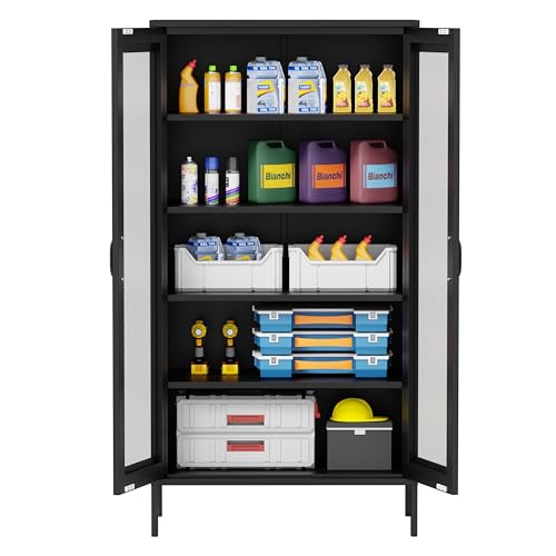 Lockable Metal Garage Storage Cabinet with Wheels F445