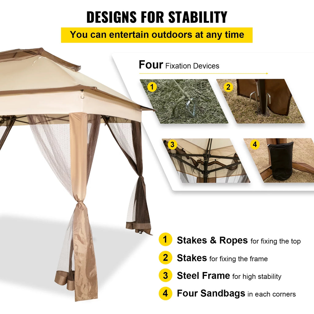 10x10ft Outdoor Canopy Gazebo with Netting I288