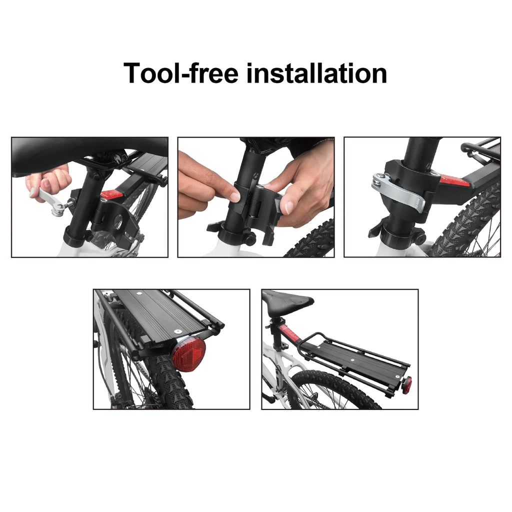Rear Bike Rack Aluminium Alloy Luggage Carrier with Reflector K381293