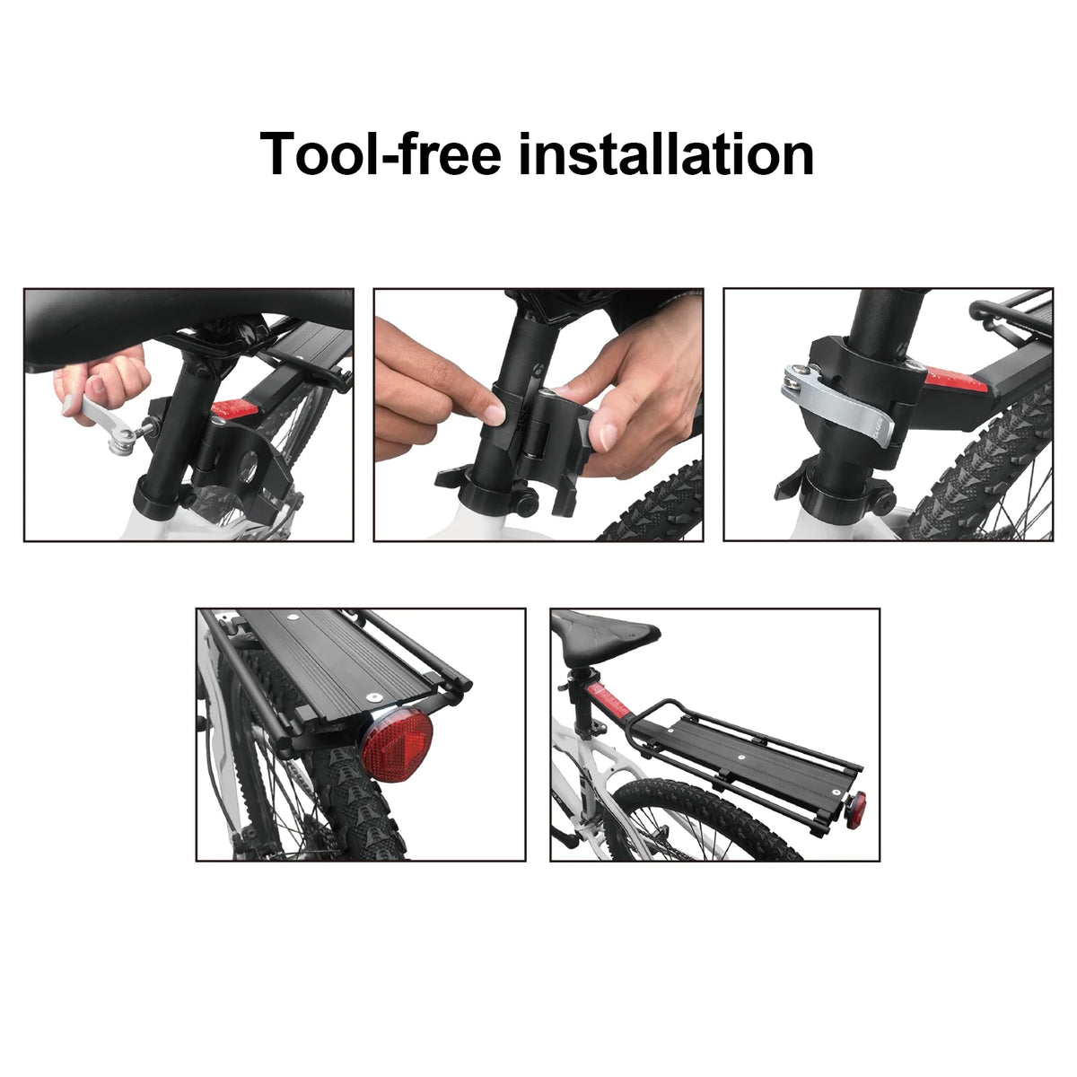 Rear Bike Rack Aluminium Alloy Luggage Carrier with Reflector K381293
