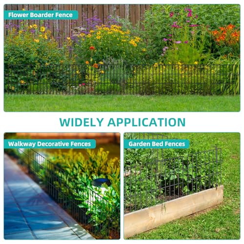 25 Panels No Dig Rustproof Metal Garden Fence, 17in x 27ft G7469