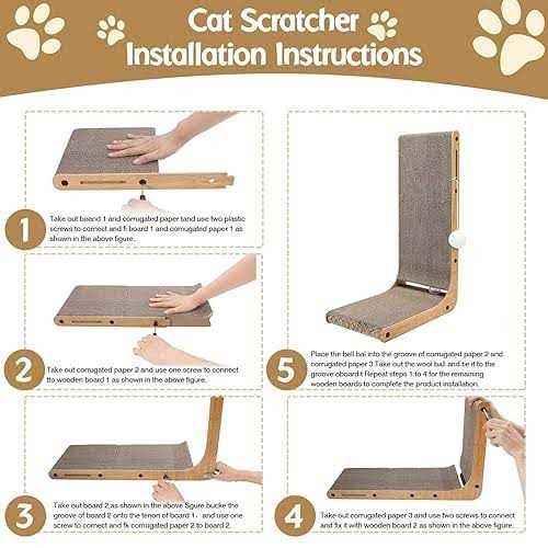 L-Shaped Cat Scratching Pad with Toy Balls D309