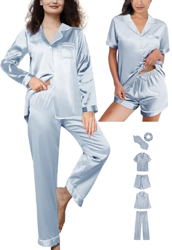 6Pcs Silk Satin Pajamas Set Z7669