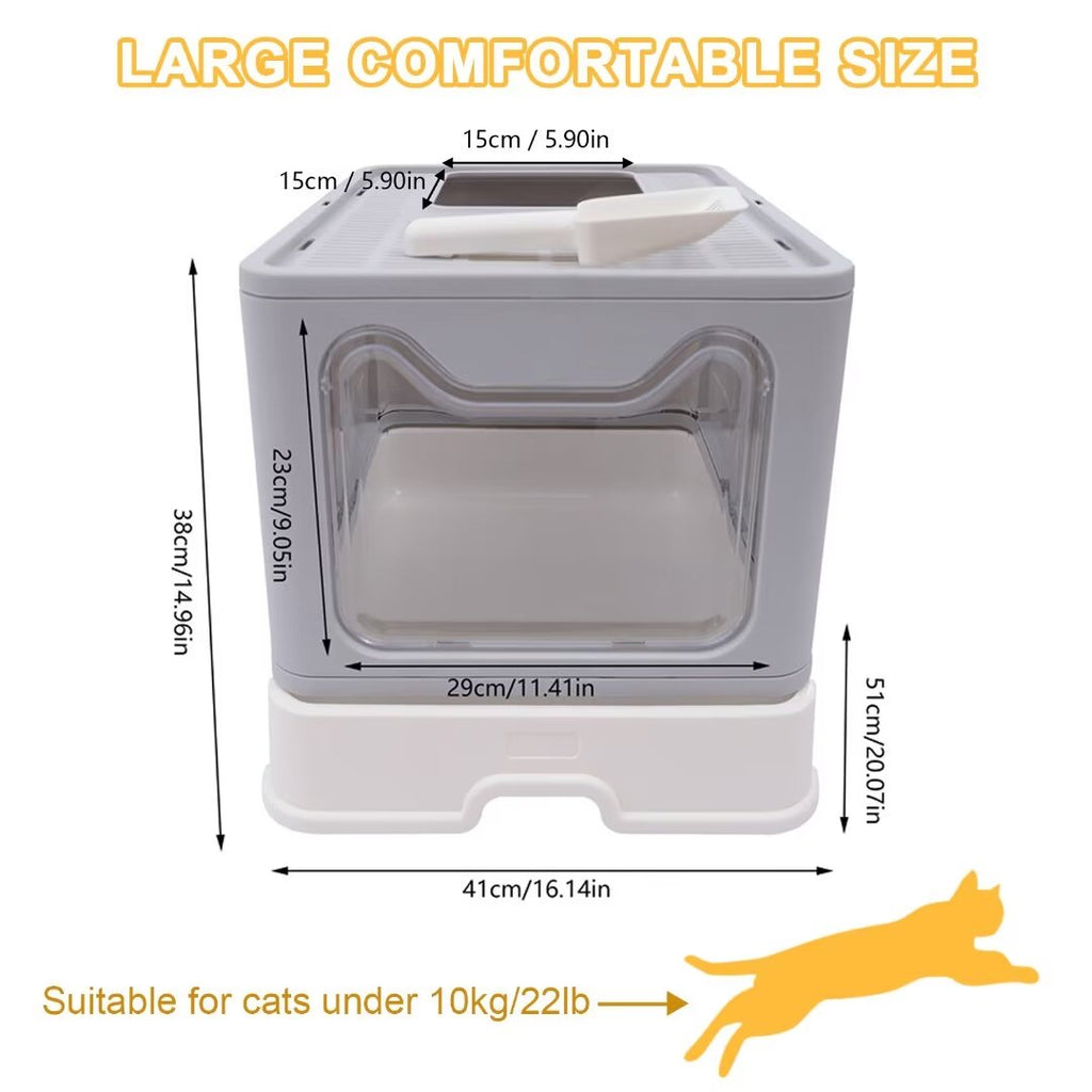 16.14" Foldable Enclosed Cat Litter Box with Lid C8113