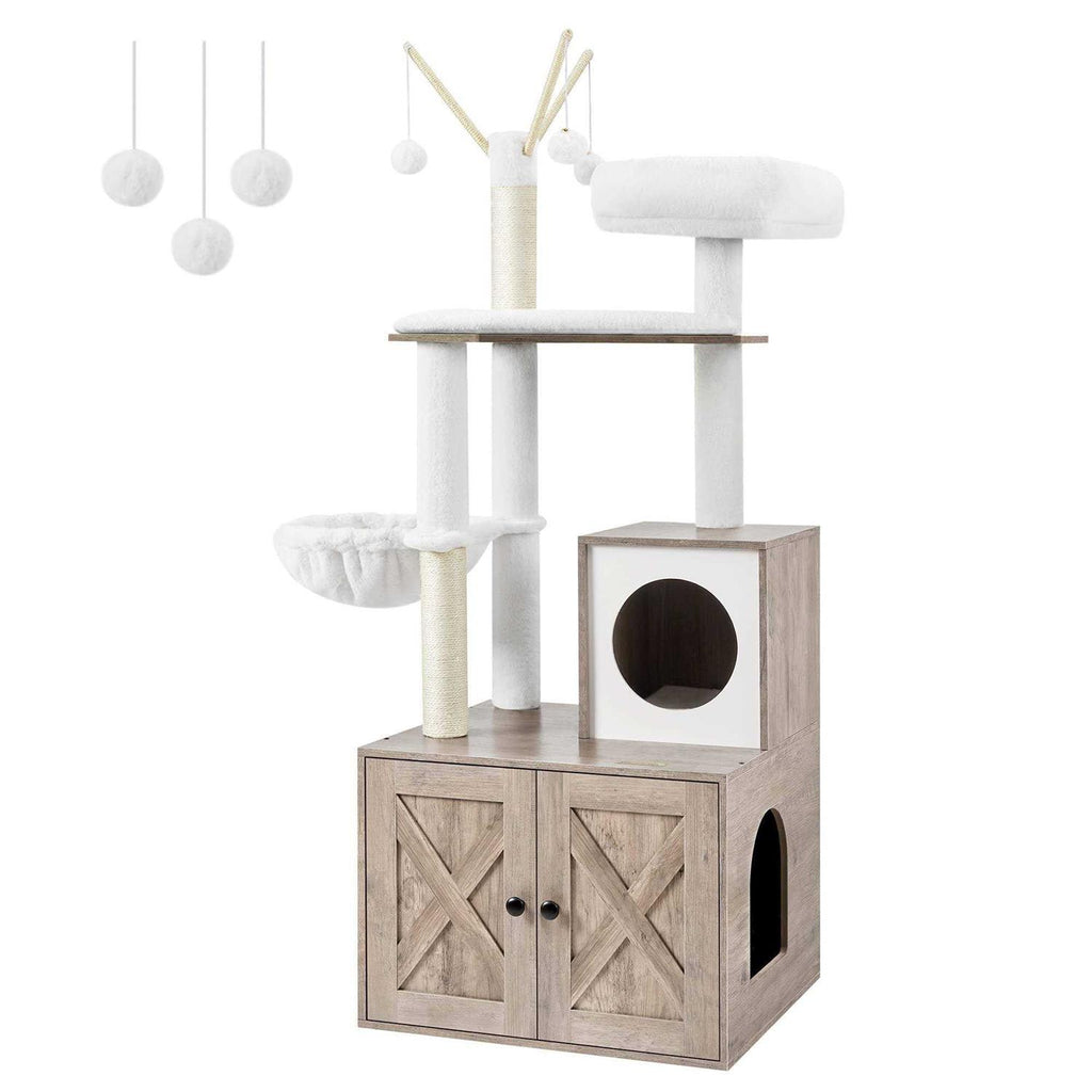 Cat Tree with Litter Box Enclosure 2-in-1 D944188