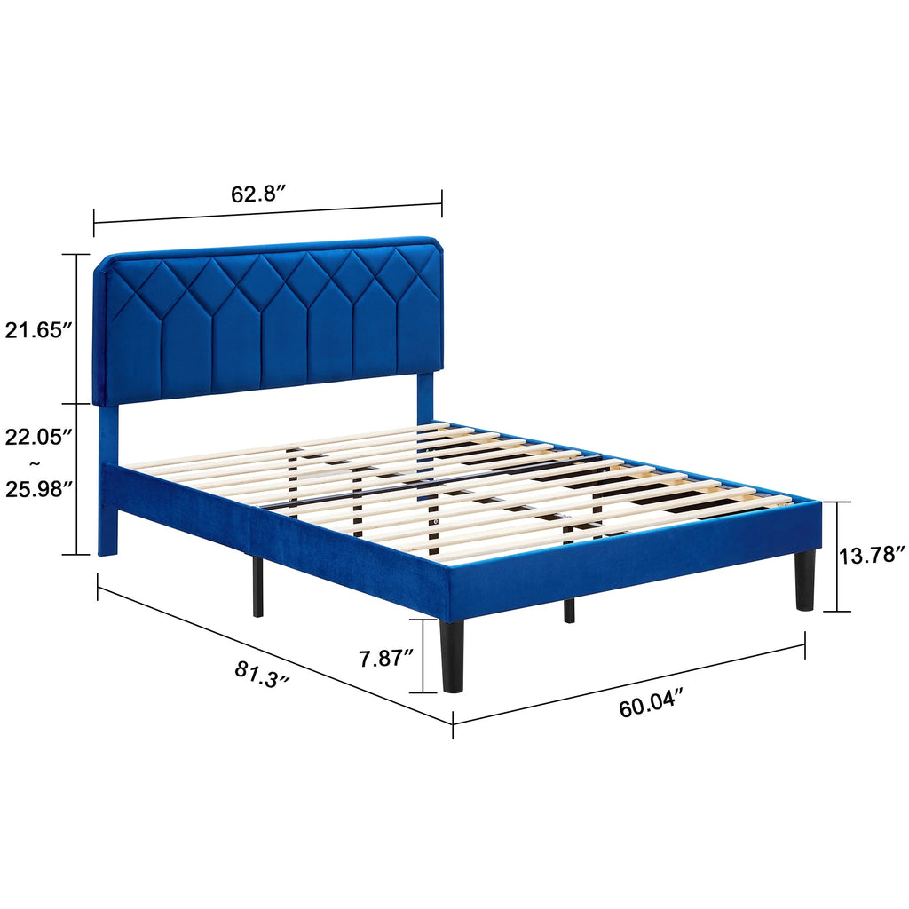 Blue 3-Piece Queen Bedroom Set with Nightstand Set of 2 W369