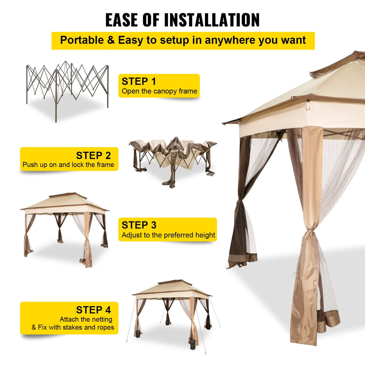 10x10ft Outdoor Canopy Gazebo with Netting I288