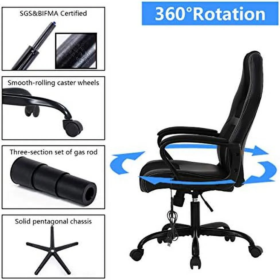 Ergonomic High Back Massage PU Leather Office Chair with Lumbar Support R936
