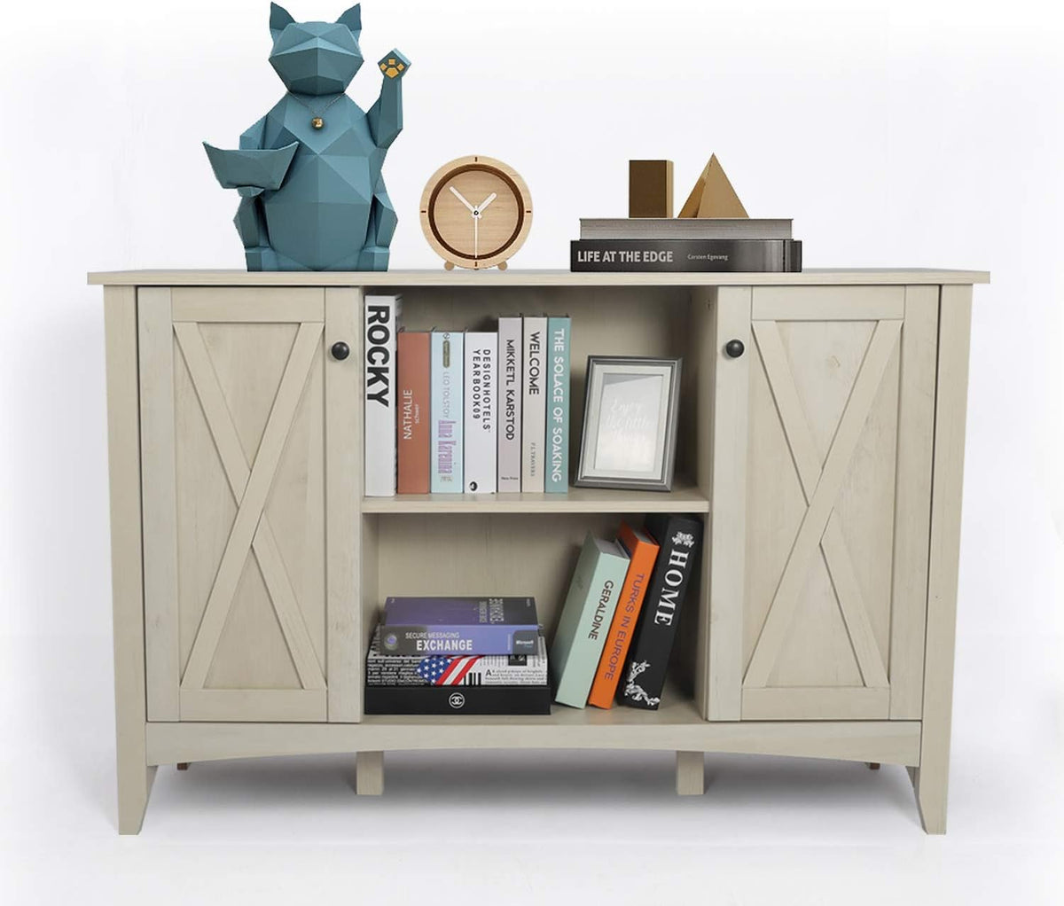 Mid Century Entryway Cabinet with Door Storage Grey Y6956