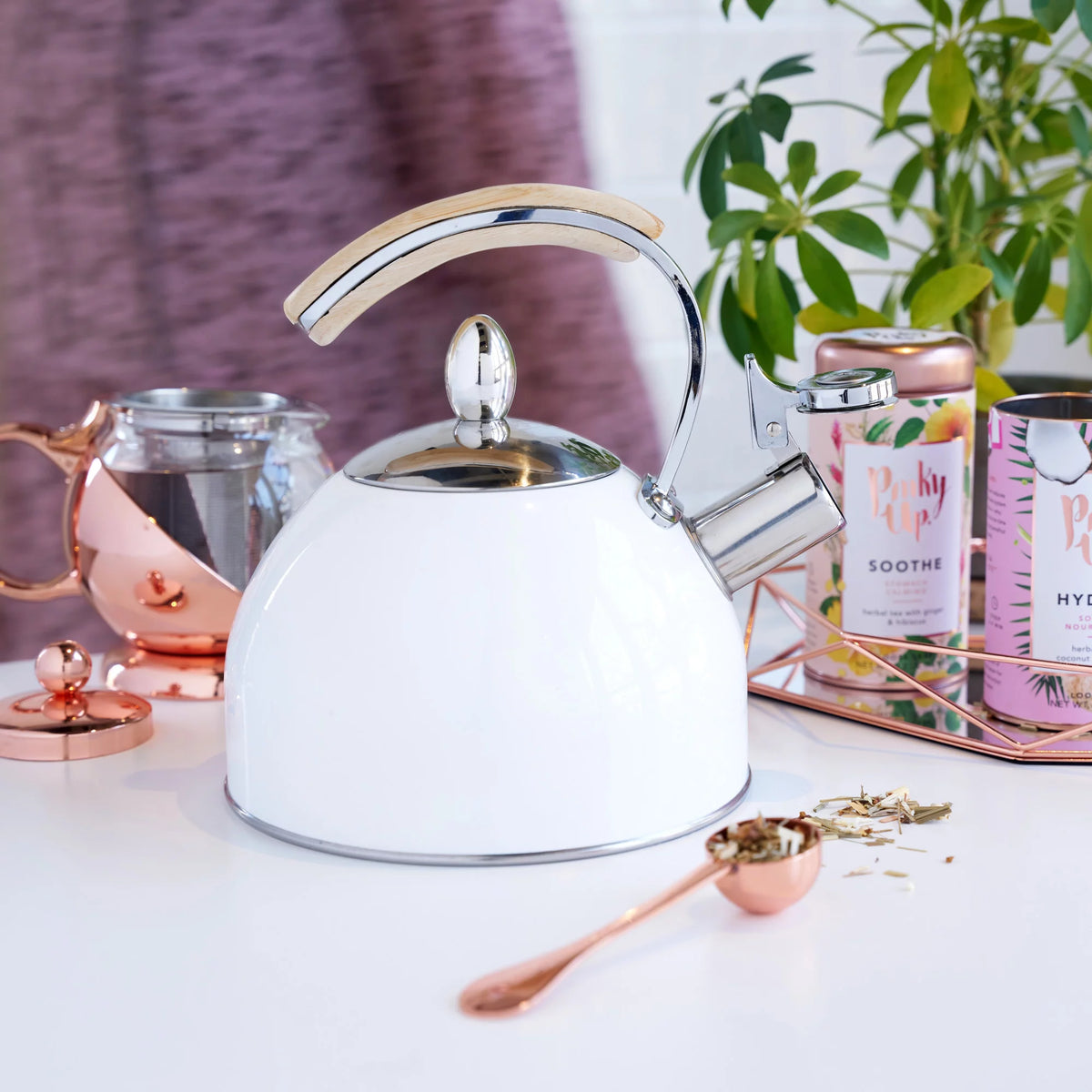 Gold Stainless Steel Whistling Tea Kettle X66552