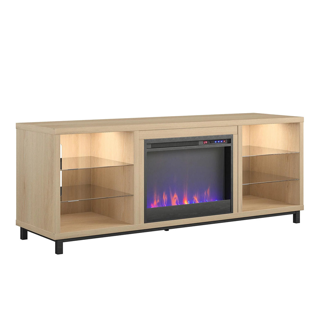 Blonde Oak Fireplace TV Stand W384