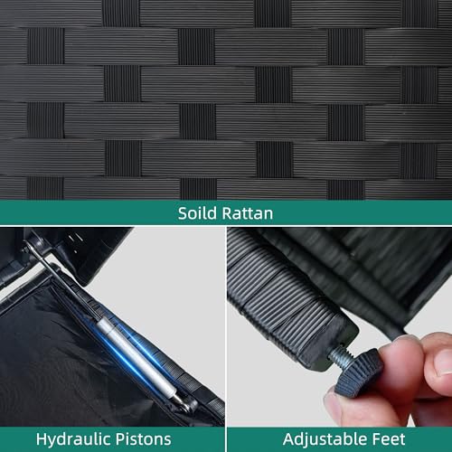 230 Gal Black All-Weather Wicker Outdoor Storage Box P43603
