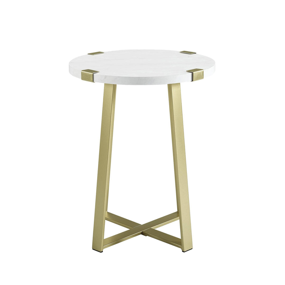 White Faux Marble Round Side Table X2164