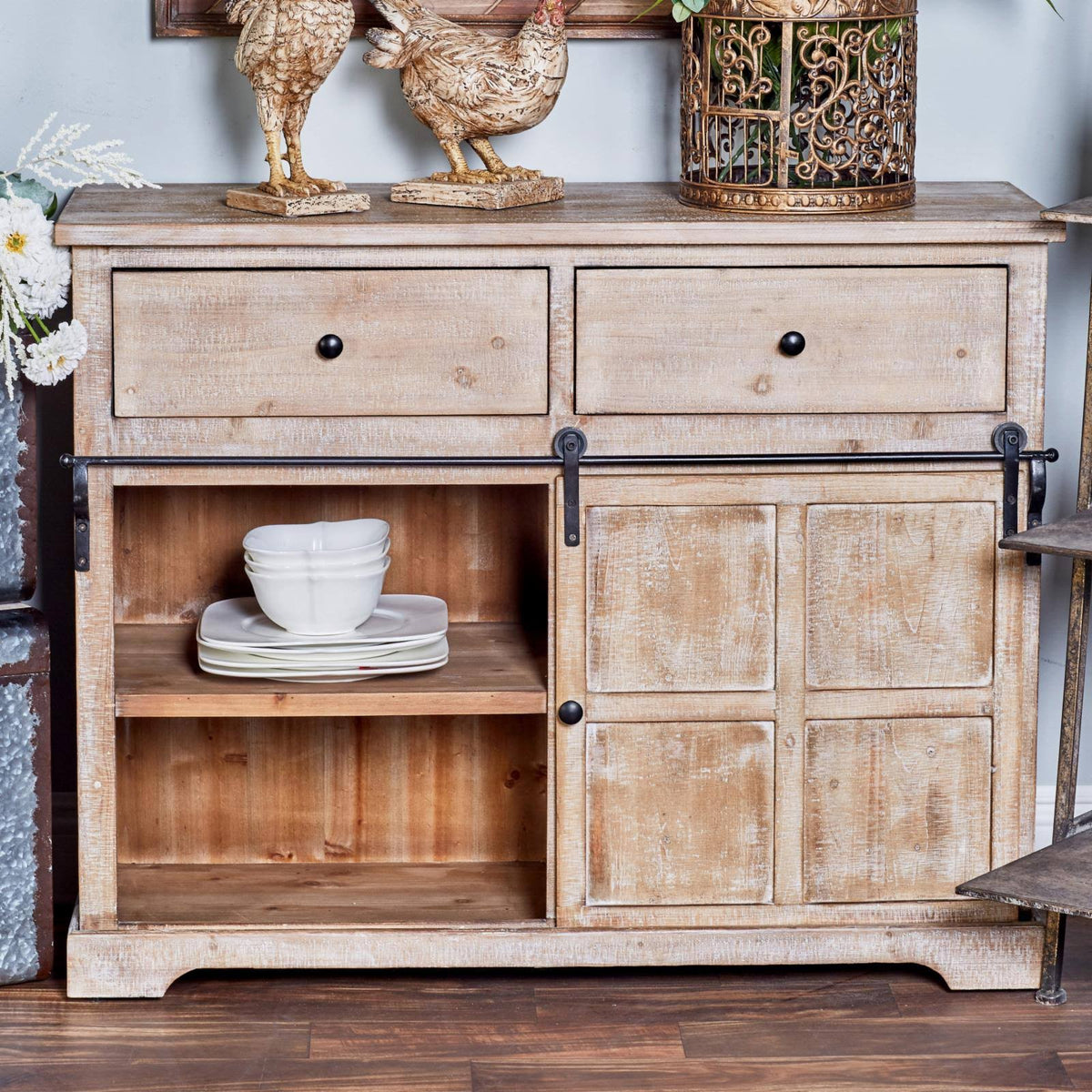 Brown Wood Farmhouse Cabinet O92435