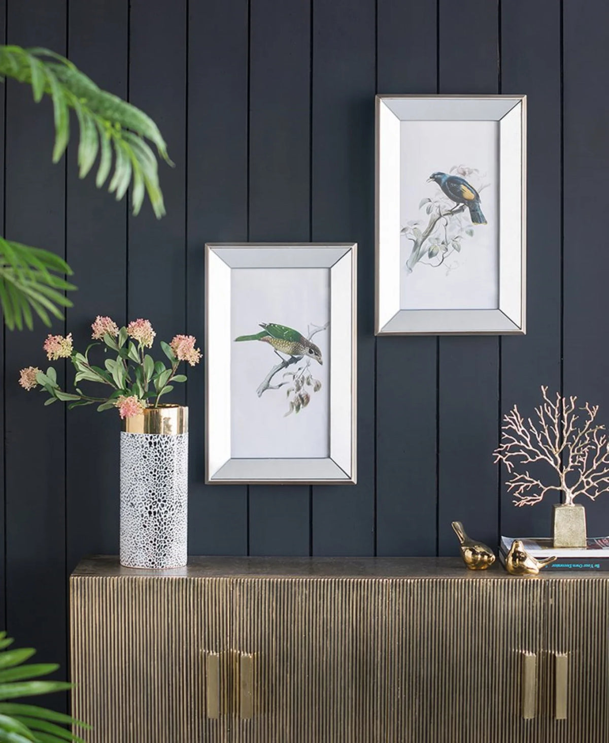 Rectangular Birds Mirror Frame Wall Art 15" x 24" 2ct F816859