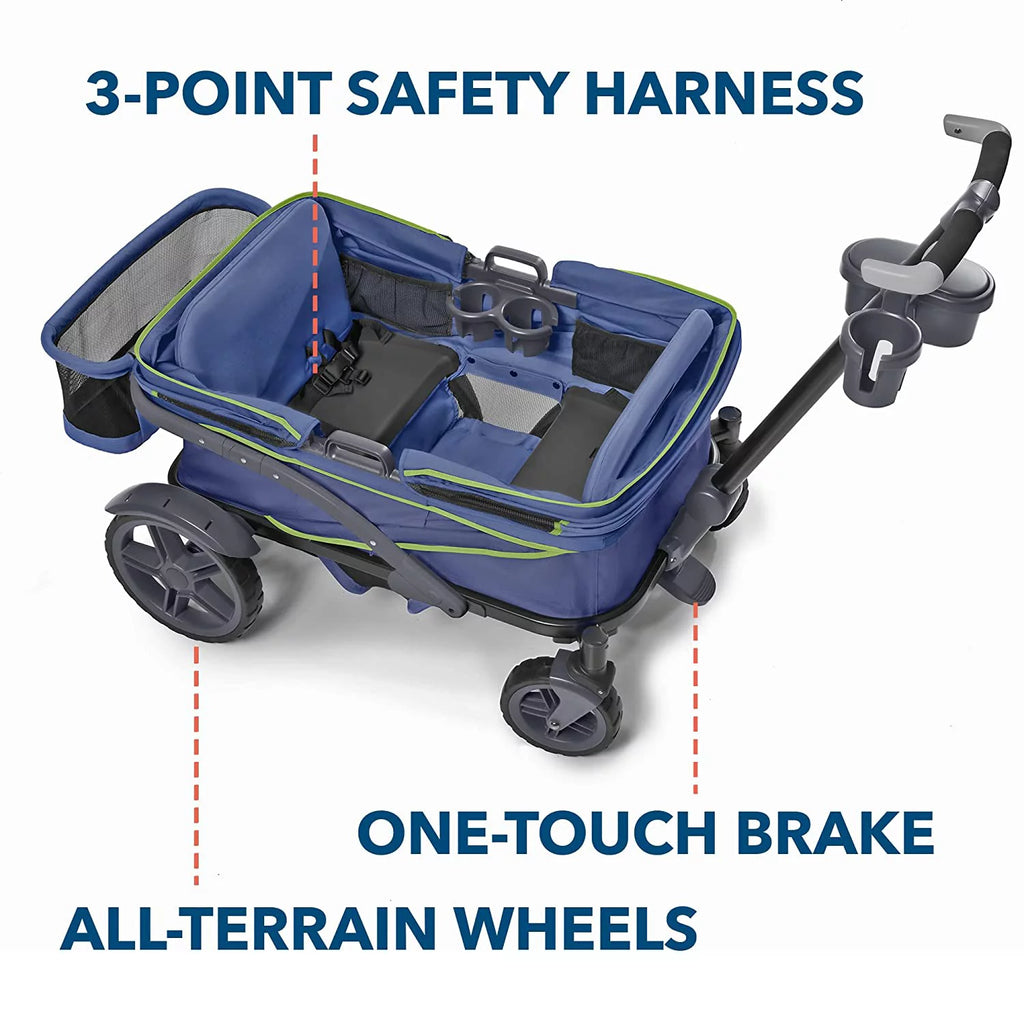 4-Seater Wagon Stroller with Rugged Wheels and Removable Canopy S358