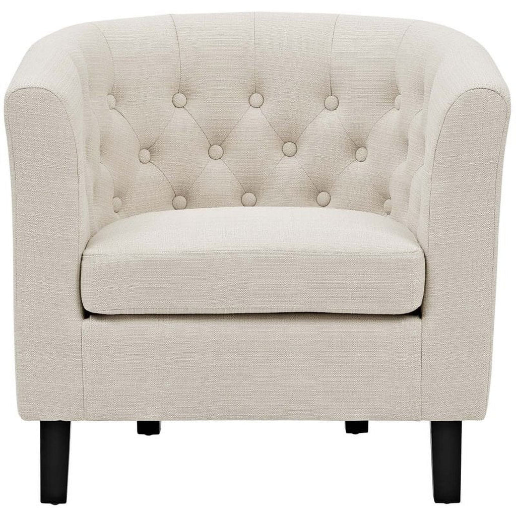 Beige 2 Piece Tufted Polyester Fabric Arm Chair Set V1587