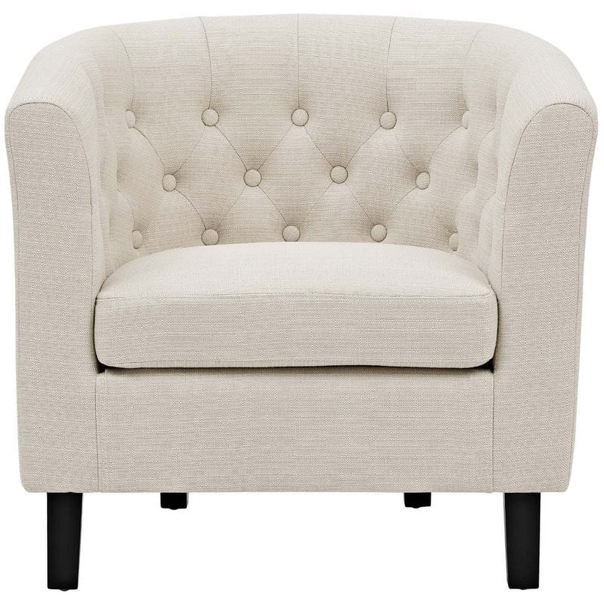 Beige 2 Piece Tufted Polyester Fabric Arm Chair Set V1587